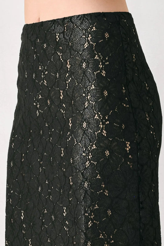 NOIR LACE AFFAIR BLACK/NUDE LACE PENCIL SKIRT