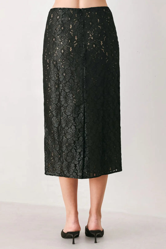 NOIR LACE AFFAIR BLACK/NUDE LACE PENCIL SKIRT