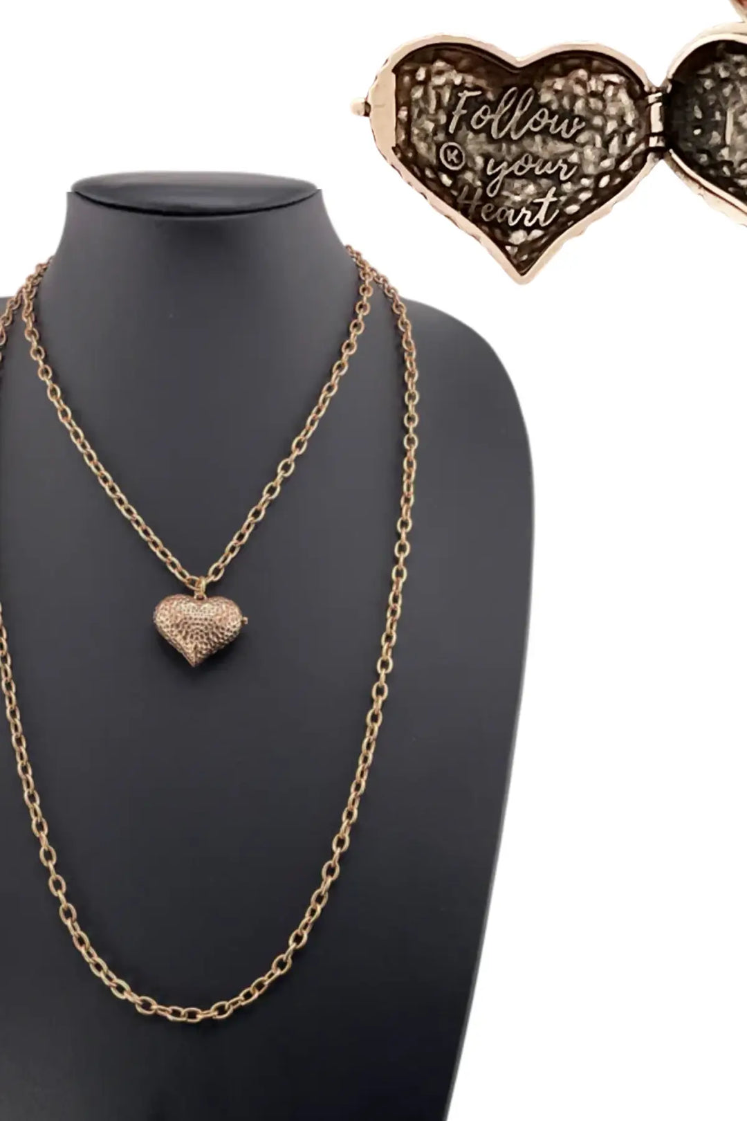 Follow Your Heart Heart Locket Essential Necklace - essential