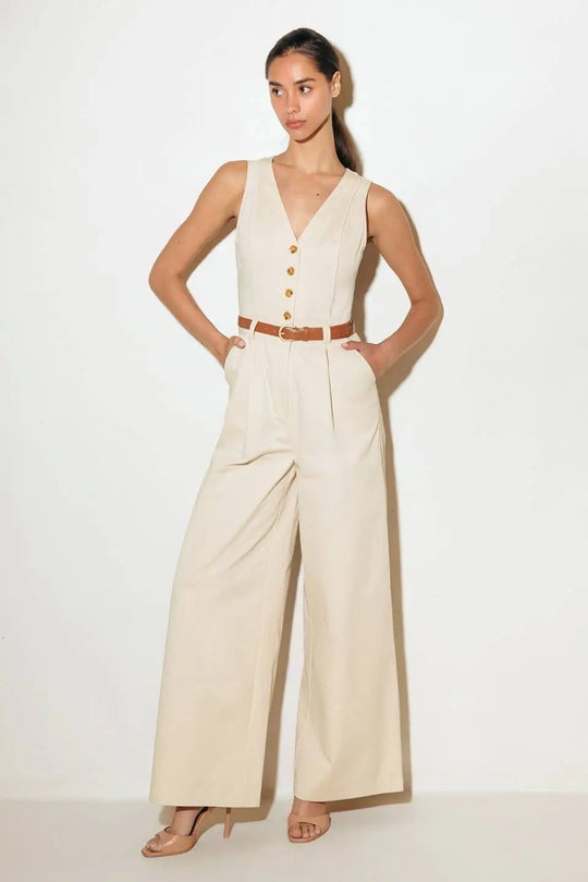 EVERYDAY ESSENTIAL WOVEN JUMPSUIT - JUMPSUIT