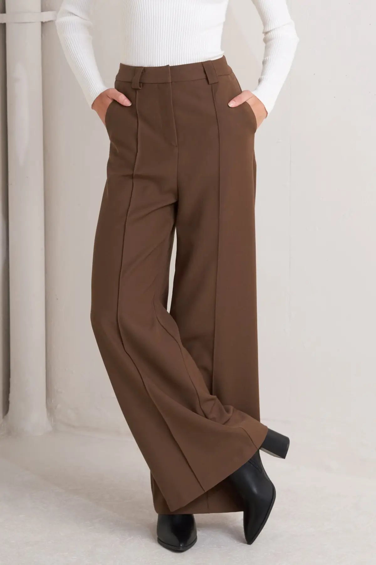 MONDAY FLOW BROWN WOVEN PANTS - PANTS