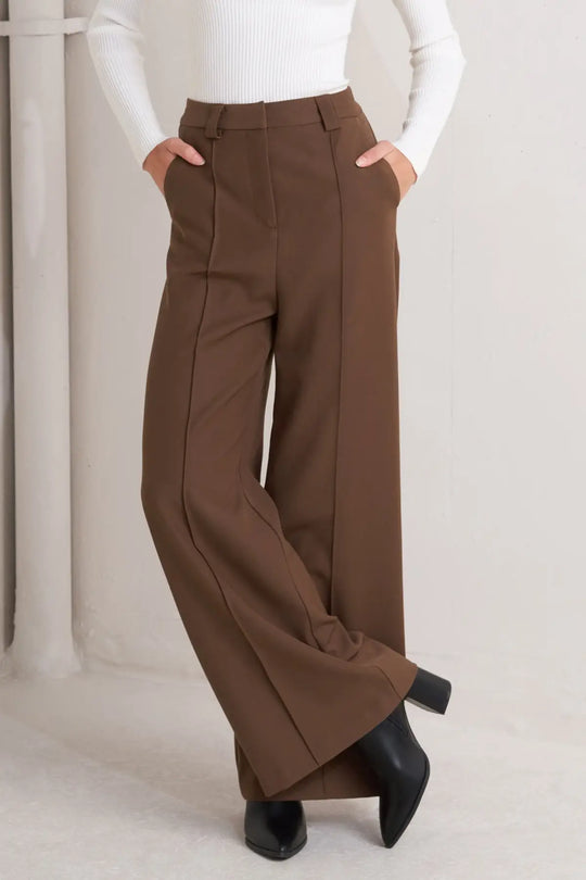 MONDAY FLOW BROWN WOVEN PANTS - PANTS