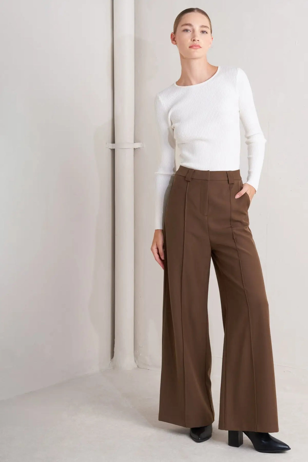 MONDAY FLOW BROWN WOVEN PANTS - PANTS