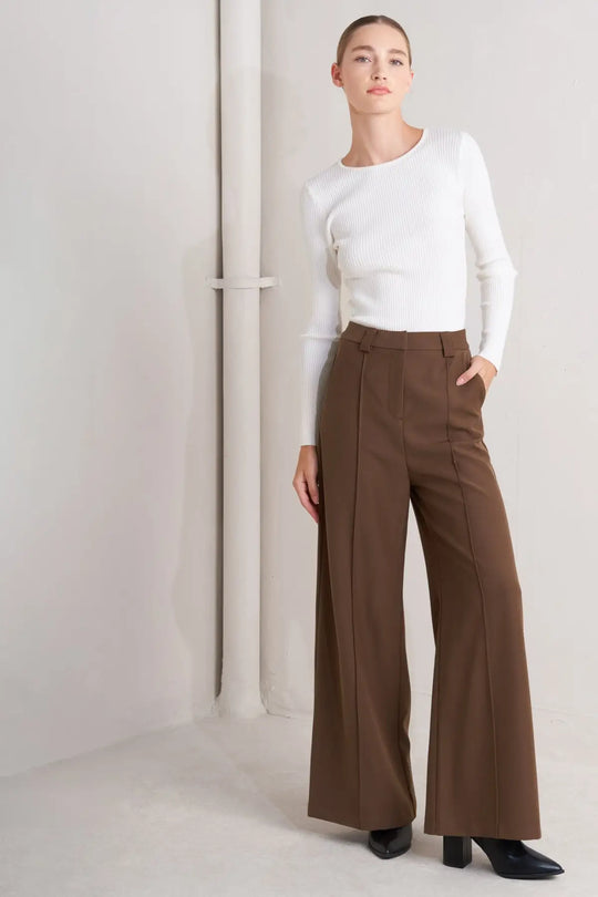 MONDAY FLOW BROWN WOVEN PANTS - PANTS