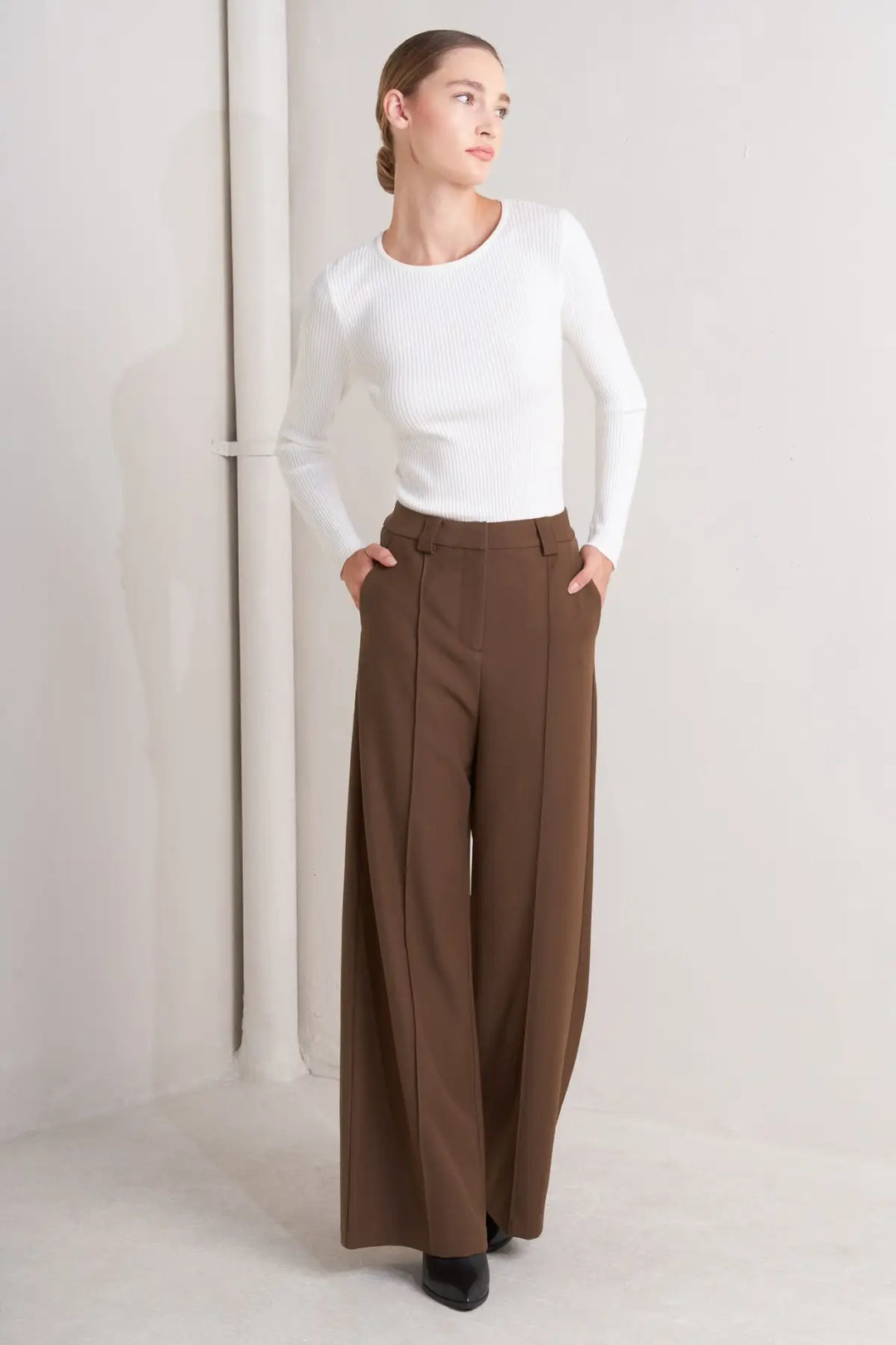 MONDAY FLOW BROWN WOVEN PANTS - PANTS