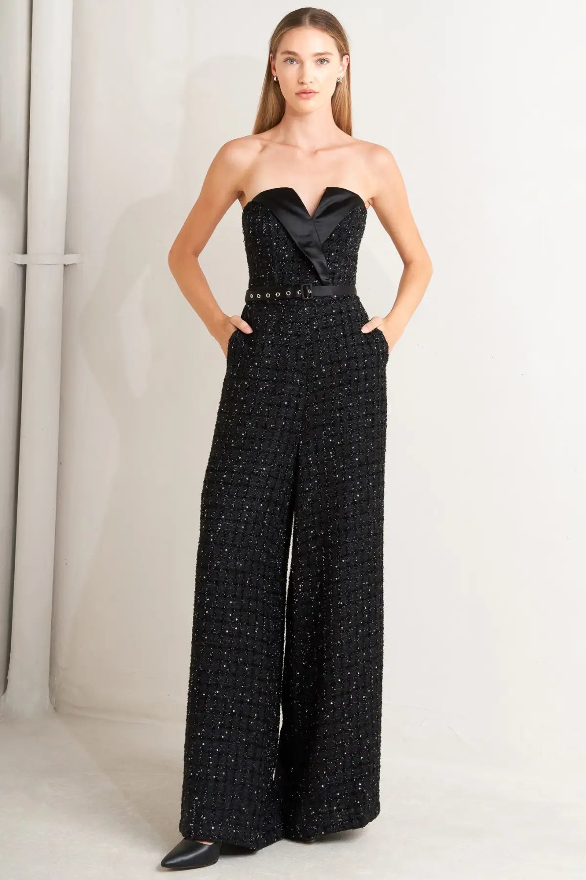 SPARK NOIR TWEED JUMPSUIT - JUMPSUIT