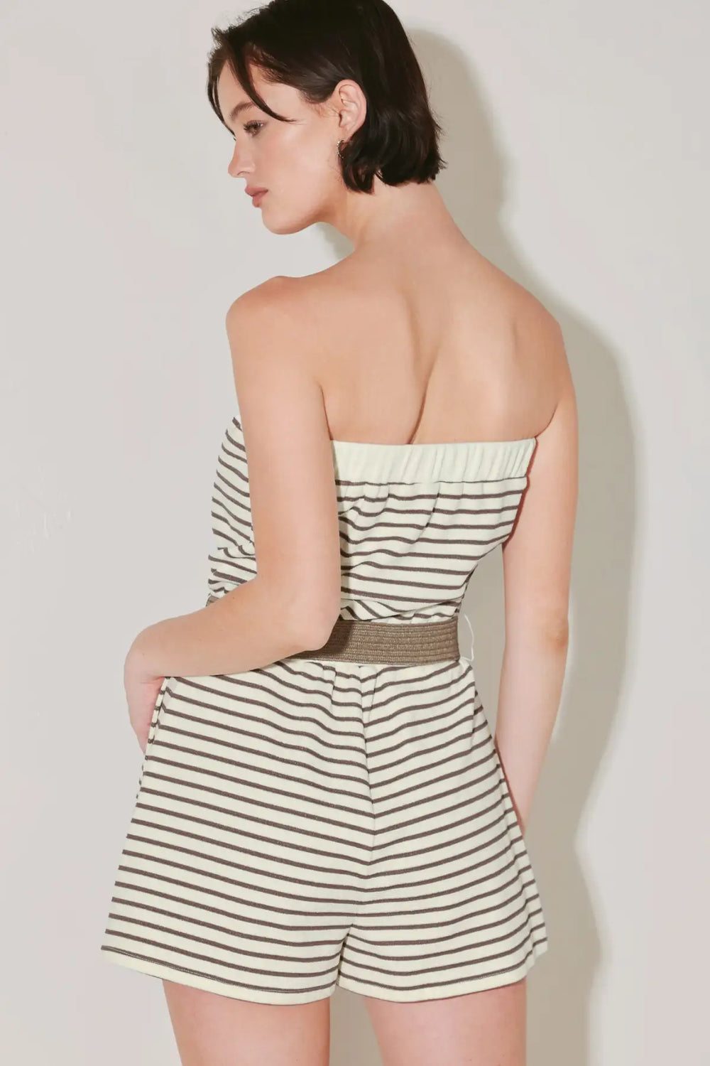 WEEKEND STRIPE KNIT ROMPER - ROMPER