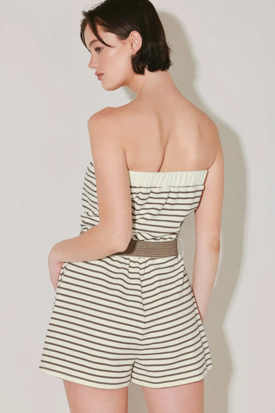 WEEKEND STRIPE KNIT ROMPER - ROMPER