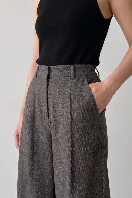 COCOA STRUCTURE BROWN WIDE-LEG PANTS