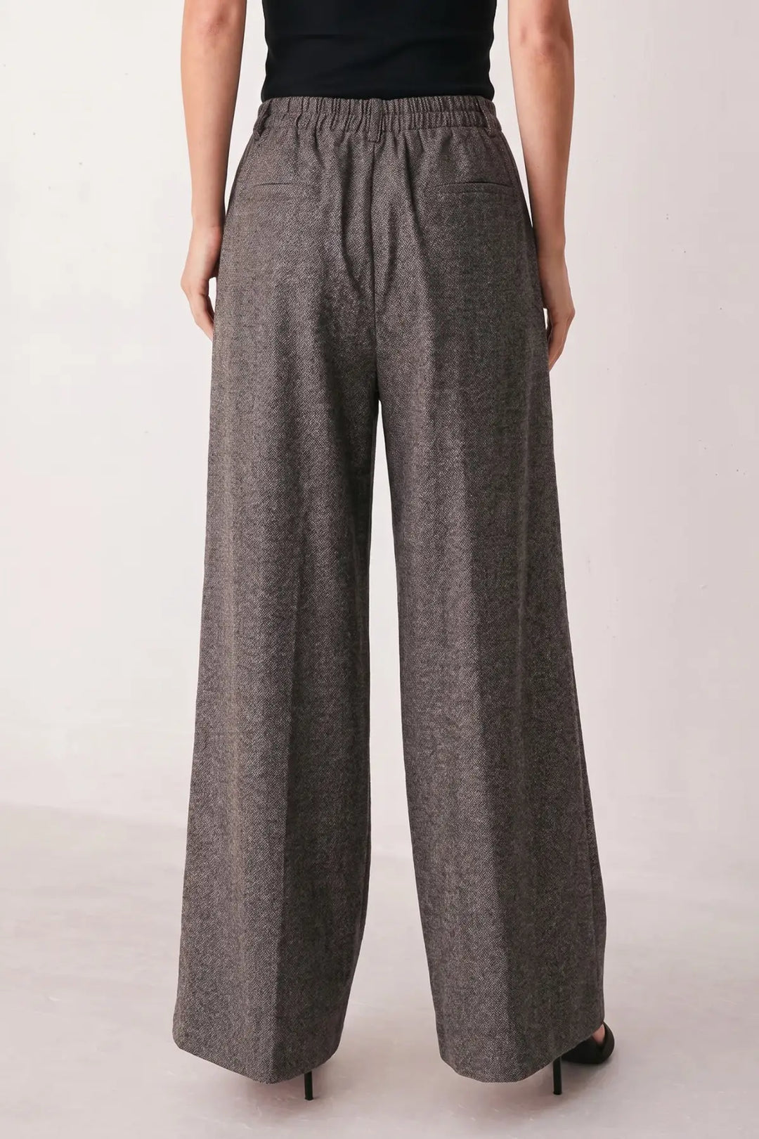 COCOA STRUCTURE BROWN WIDE-LEG PANTS