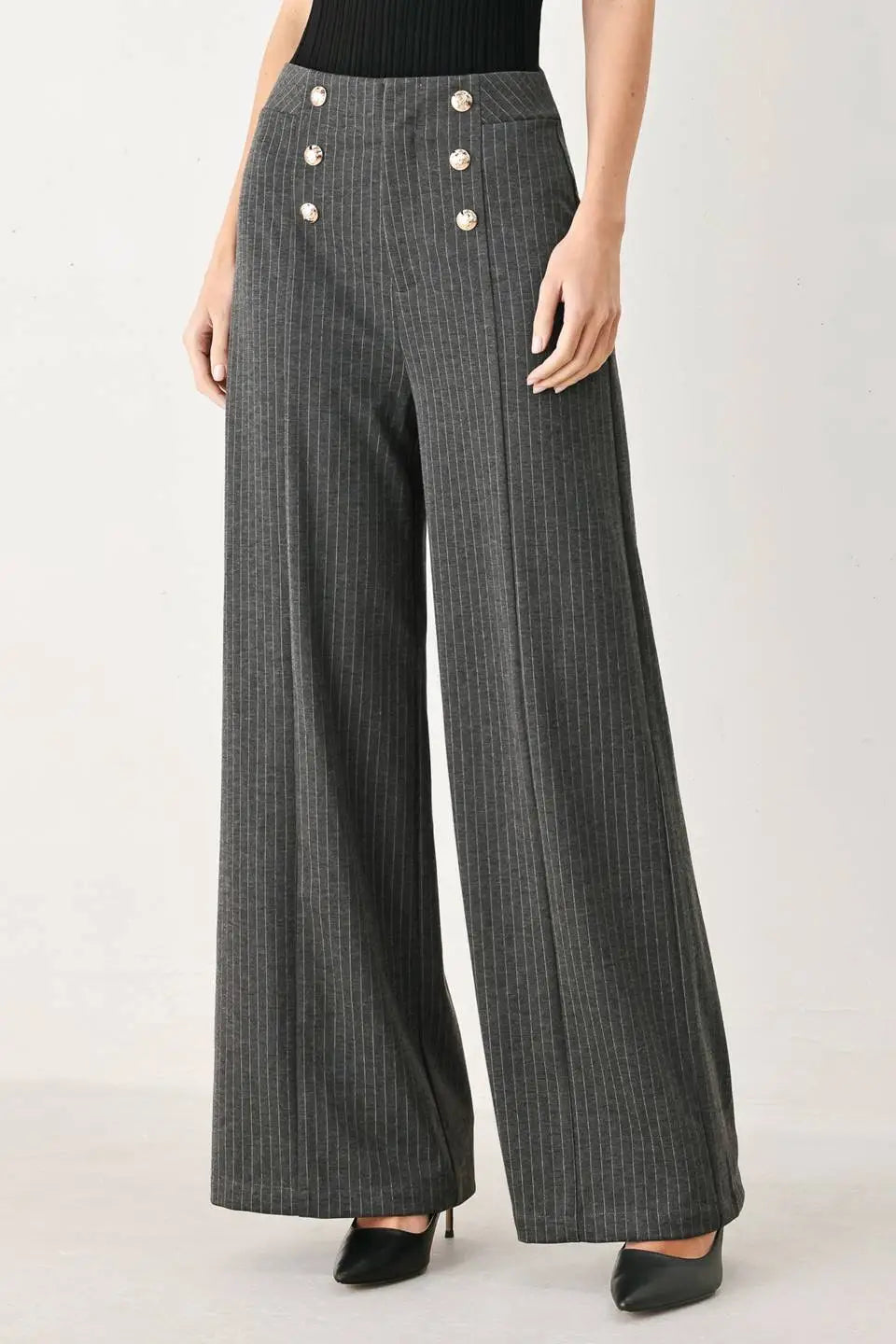 MODERN PINSTRIPE WOVEN PANTS - PANTS