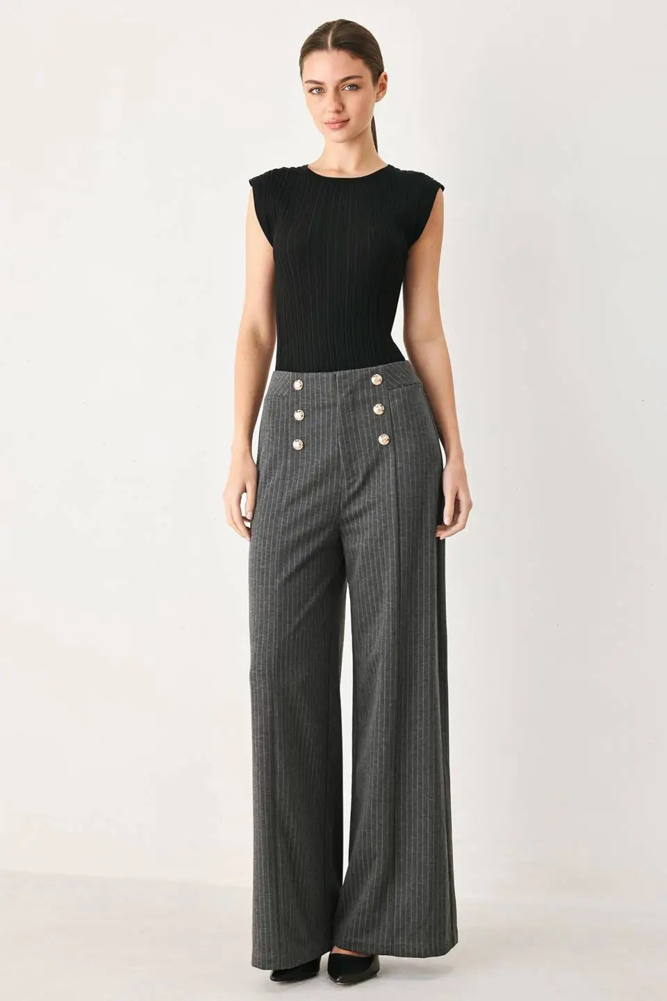 MODERN PINSTRIPE WOVEN PANTS - PANTS