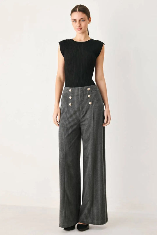 MODERN PINSTRIPE WOVEN PANTS - PANTS