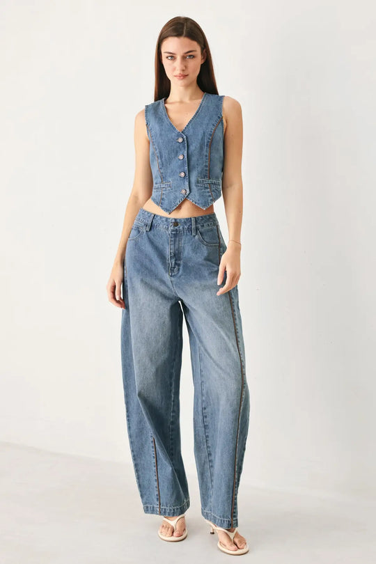 WESTERN MUSE DENIM BALLON PANTS - PANTS