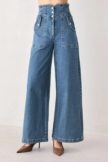 BRIAR BLUE FLARED DENIM PANTS