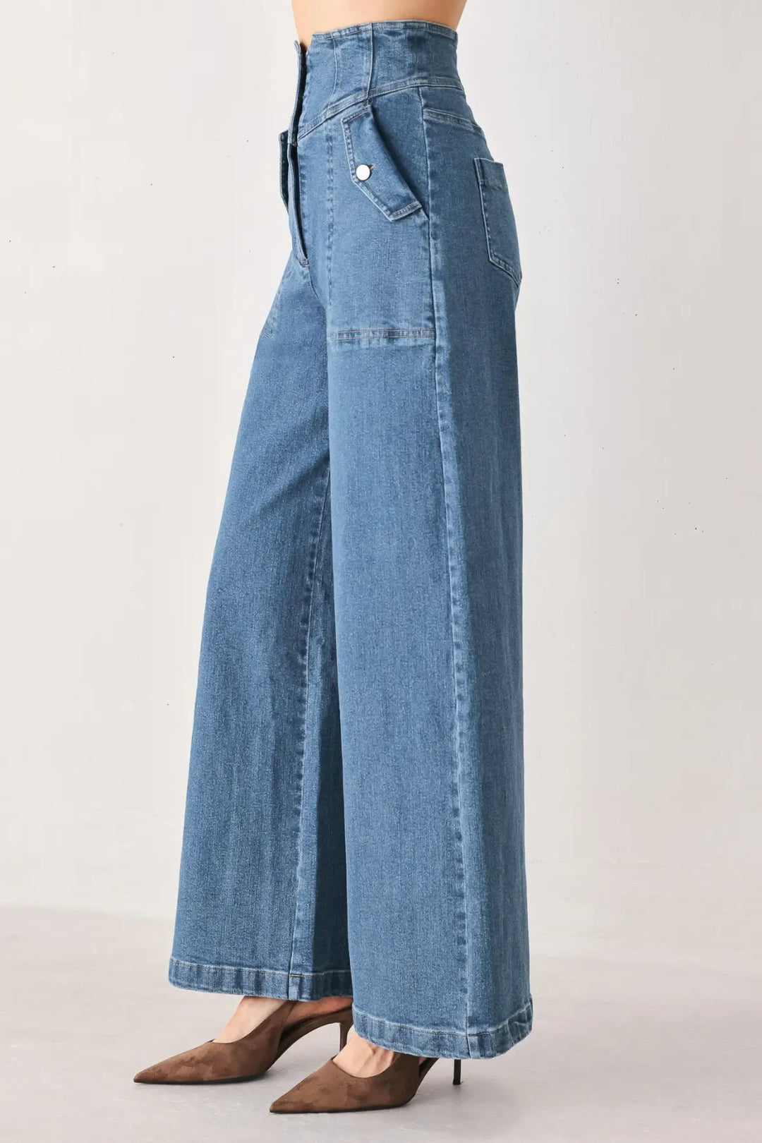 BRIAR BLUE FLARED DENIM PANTS - PANTS