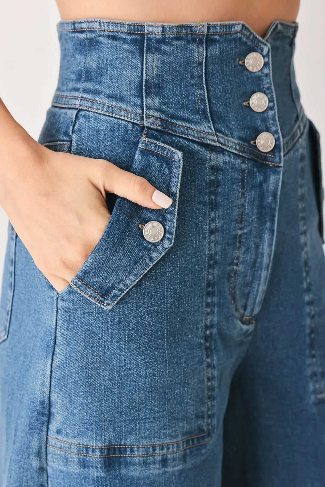BRIAR BLUE FLARED DENIM PANTS - PANTS