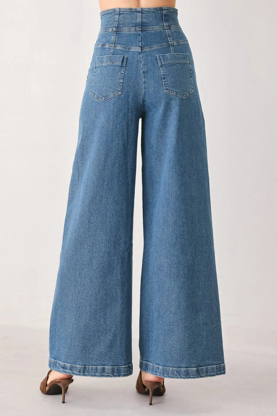 BRIAR BLUE FLARED DENIM PANTS - PANTS