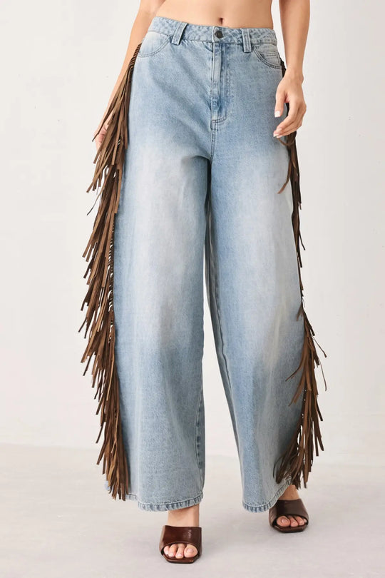 NASHVILLE SIDE WASHED DENIM PANTS - PANTS