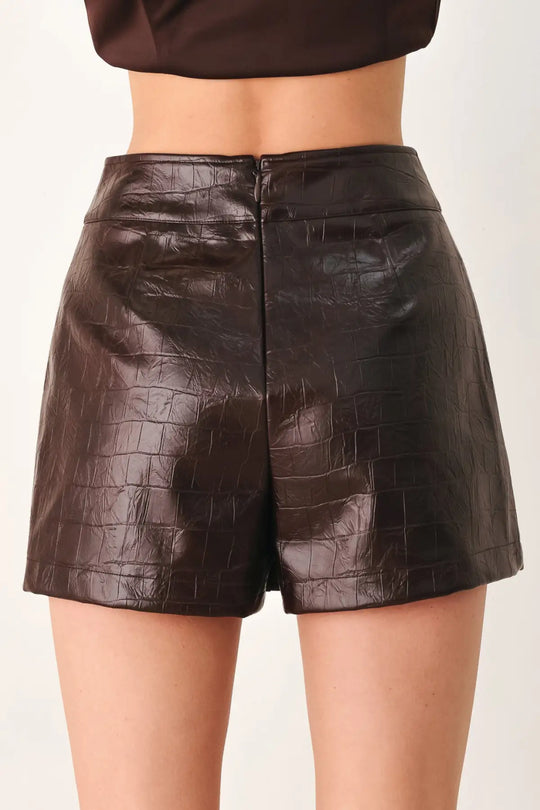 WILD AT HEART EMBOSSED FAUX LEATHER SKORT