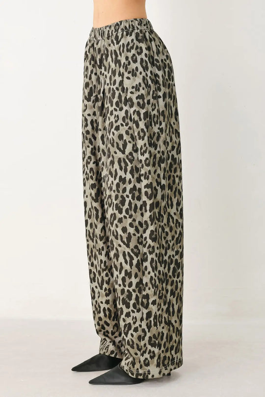 LEOPARD LUXE WOVEN PANTS - PANTS