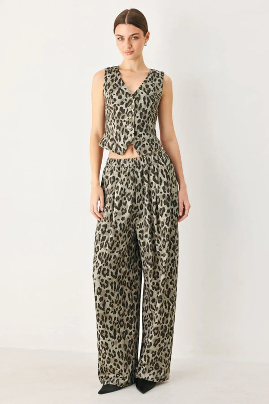 LEOPARD LUXE WOVEN PANTS - PANTS
