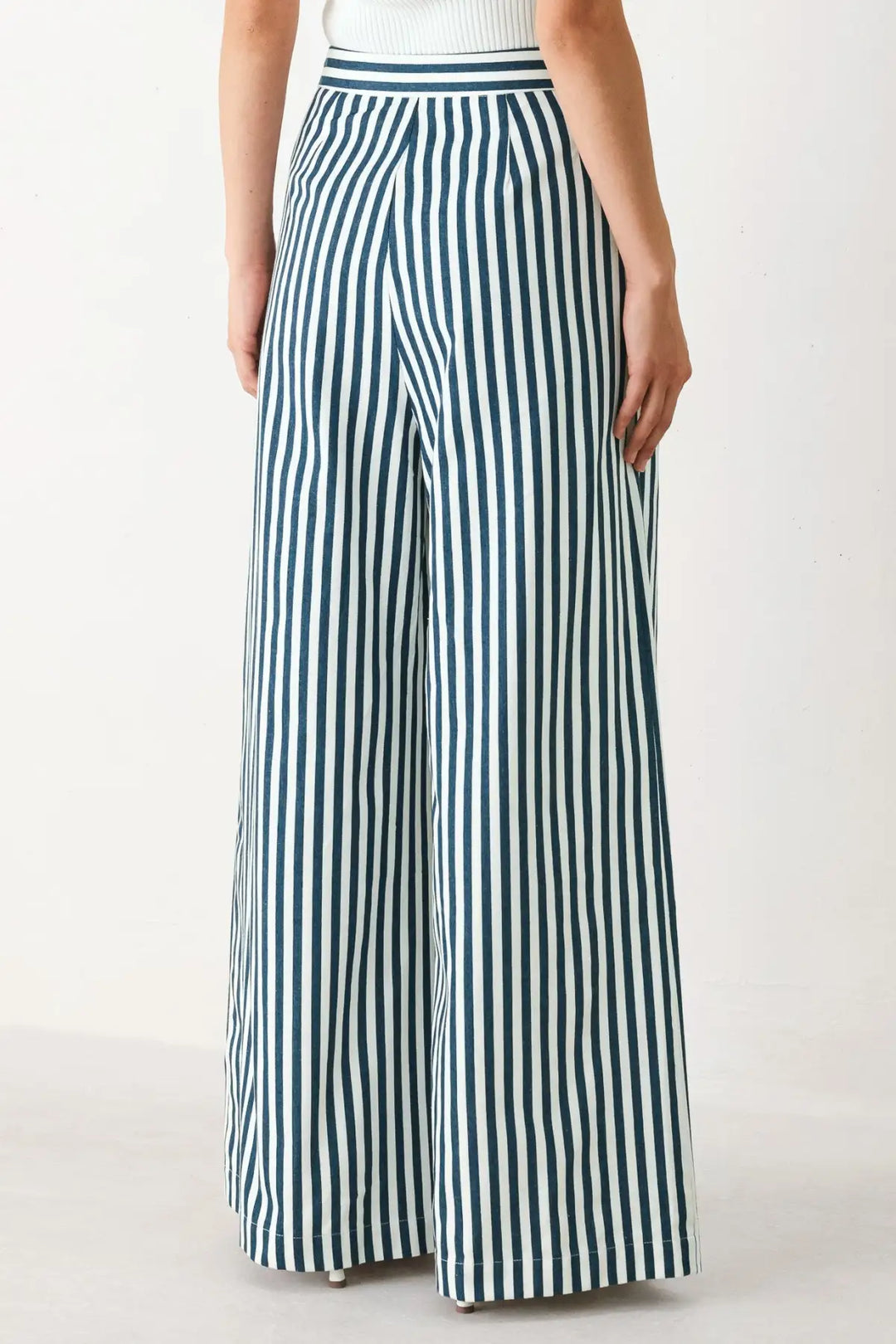 PORTSIDE STRIPE WOVEN WIDE LEG PANTS - PANTS