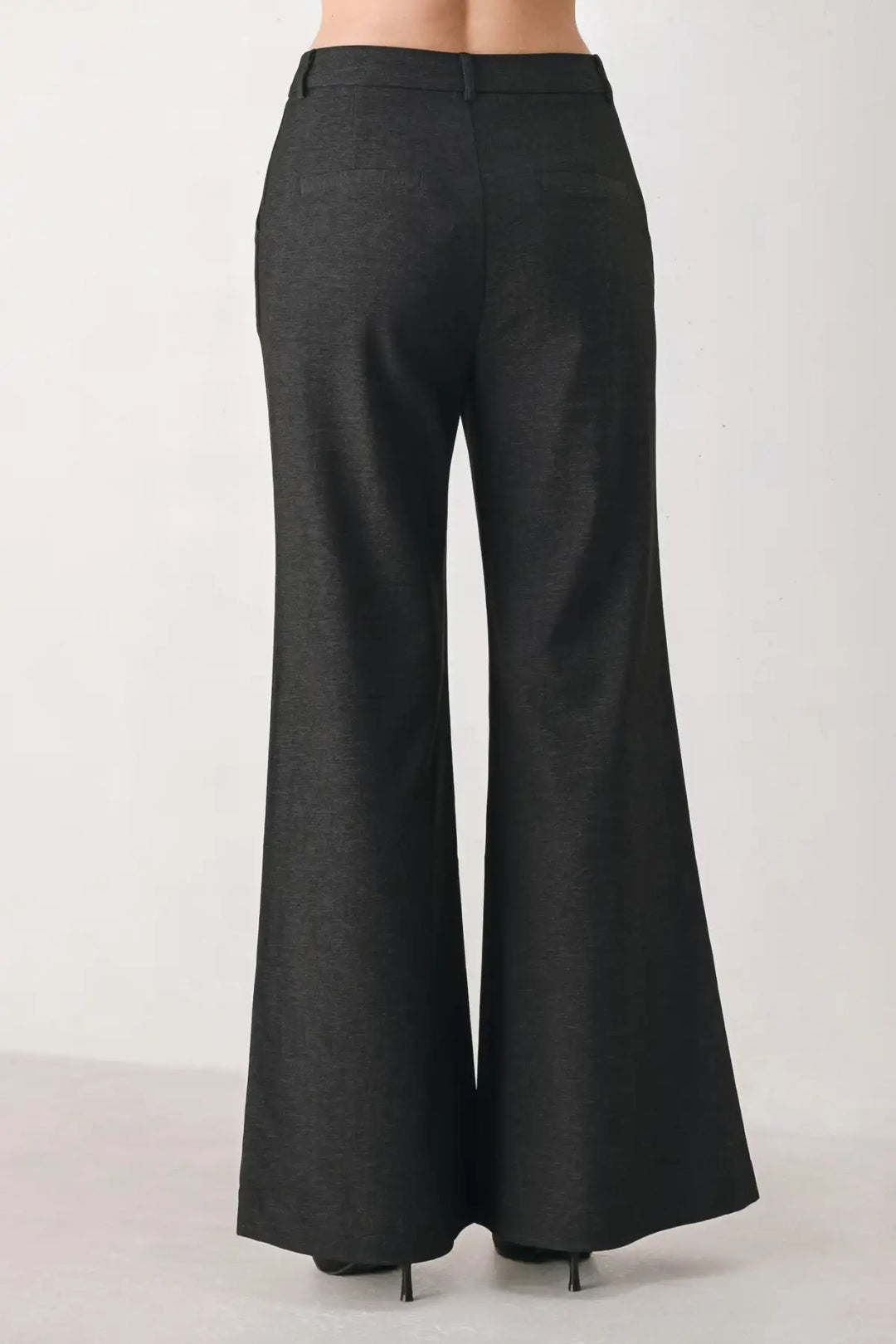 COMMAND NOIR BLACK BUTTON-HEM FLARE PANTS