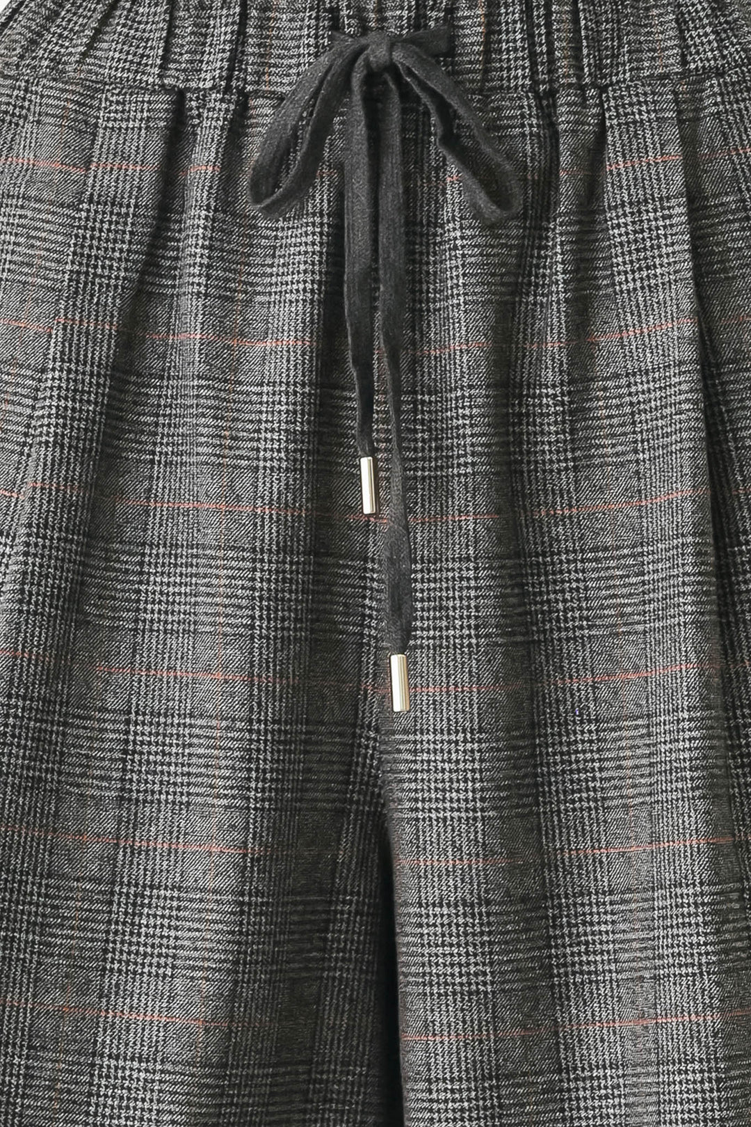 OFF THE CLOCK PLAID DRAWSTRING WIDE LEG PANTS