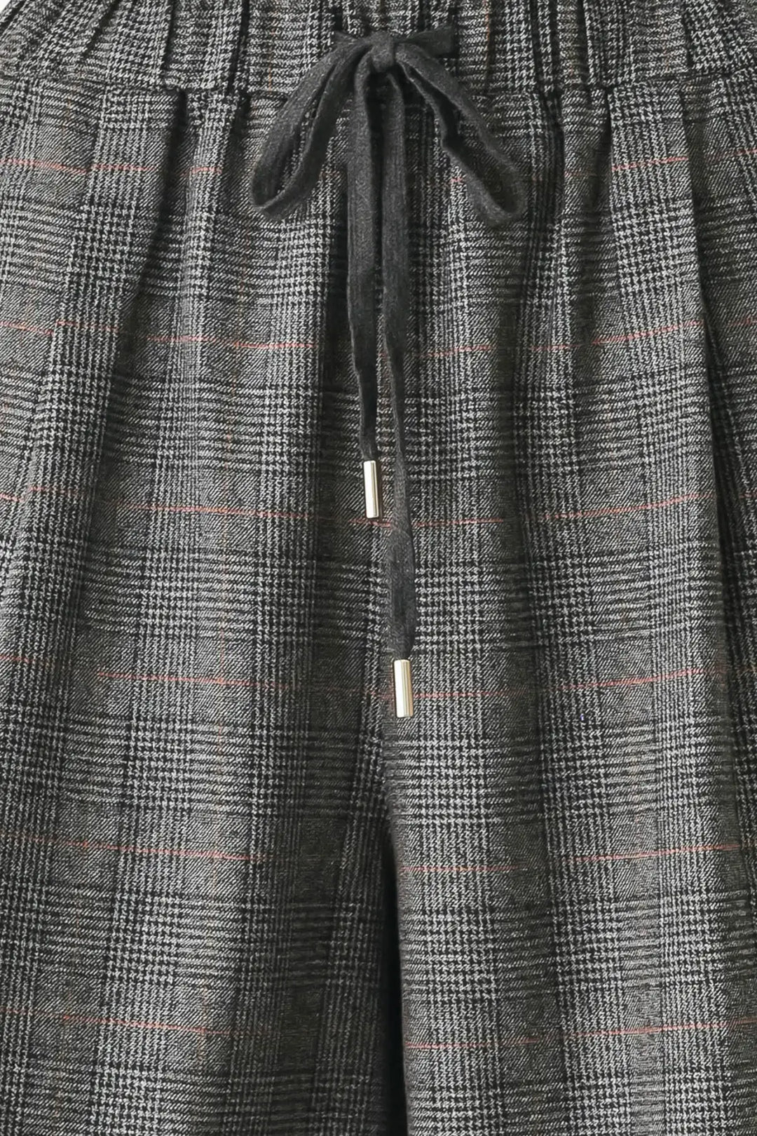 OFF THE CLOCK PLAID DRAWSTRING WIDE LEG PANTS