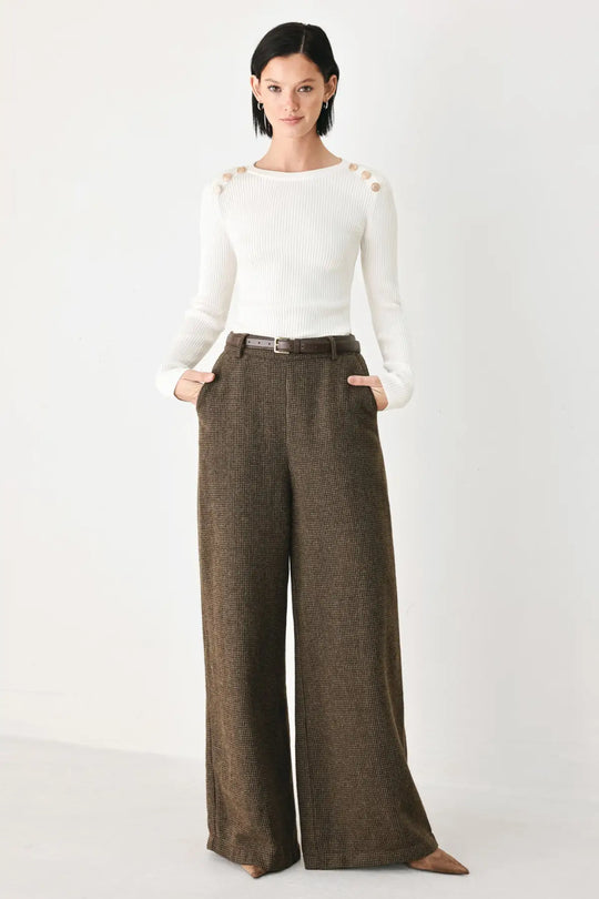 HERITAGE CHARM BELTED WIDE LEG PANTS