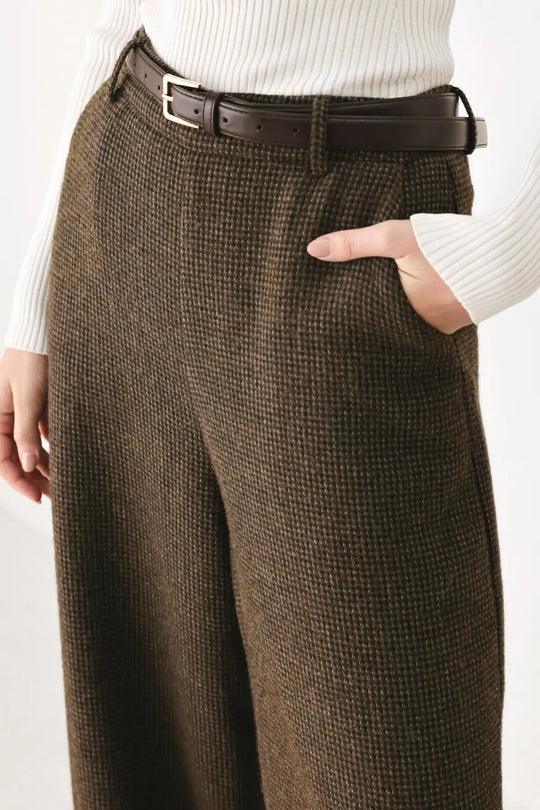 HERITAGE CHARM BELTED WIDE LEG PANTS