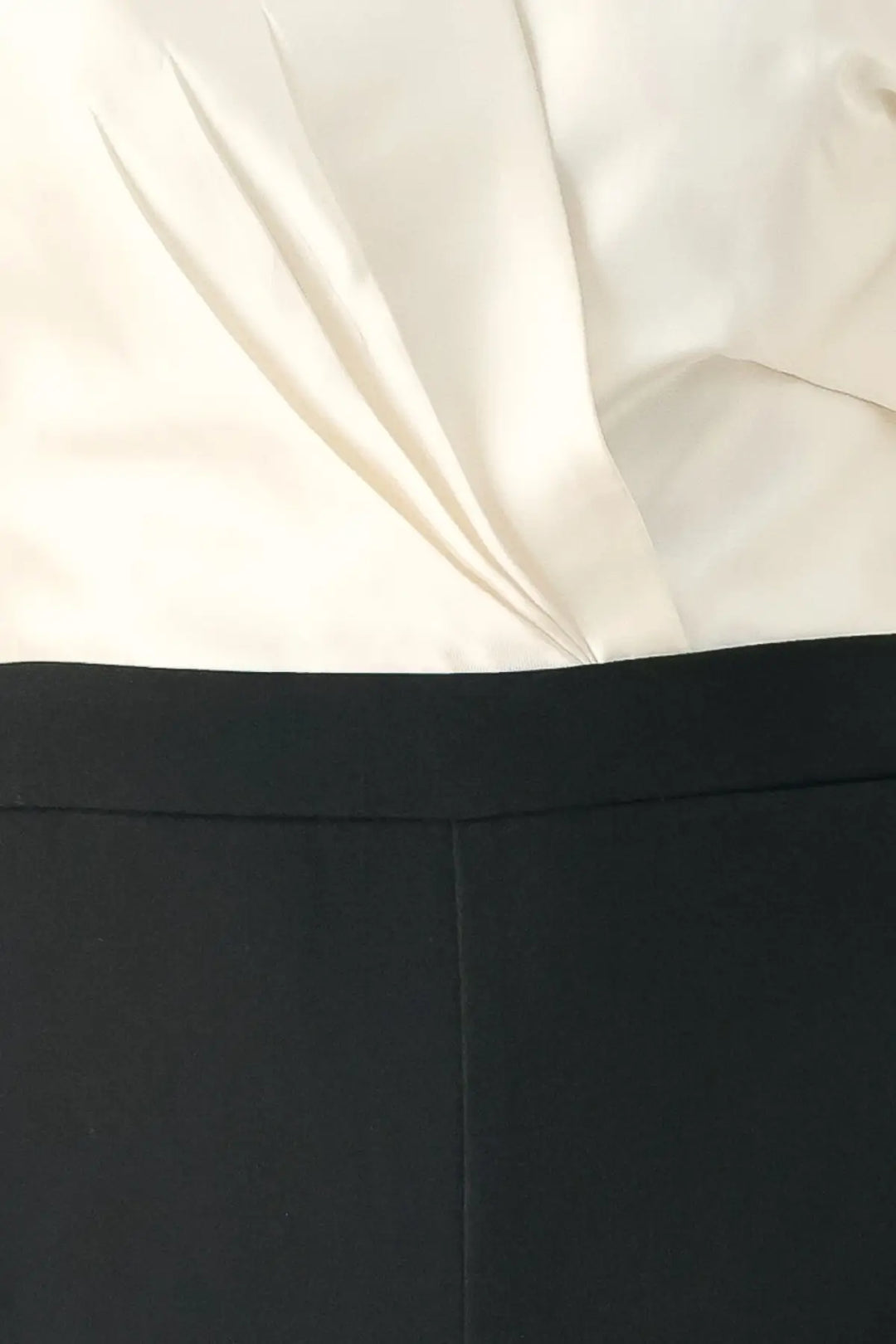 TUXEDO HOUR BLACK/CREAM STRAPLESS WIDE-LEG JUMPSUIT