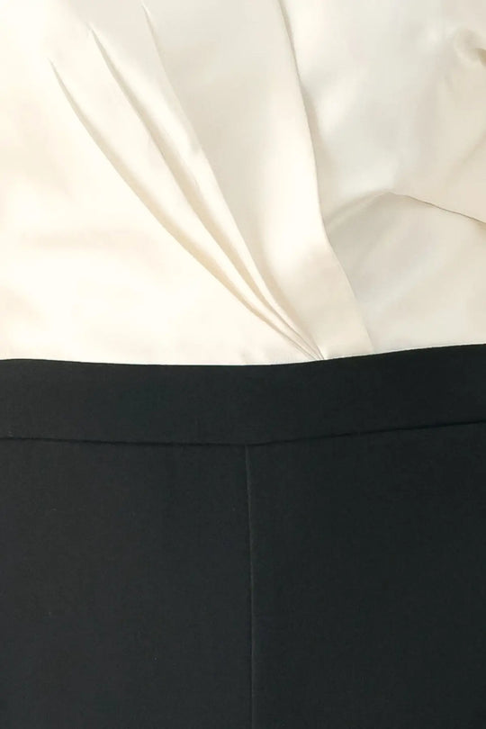 TUXEDO HOUR BLACK/CREAM STRAPLESS WIDE-LEG JUMPSUIT