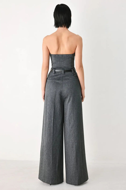 POWER HOUR STRAPLESS BELTED JUMPSUIT