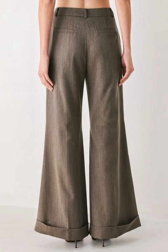 TAILORED TEMPO BROWN CUFFED FLARE PANTS