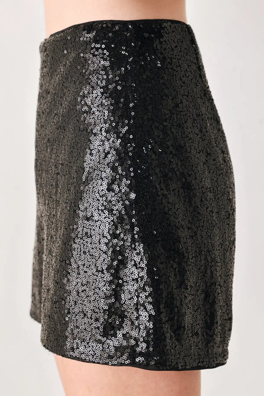 MIDNIGHT DISCO BLACK SEQUIN SKORT