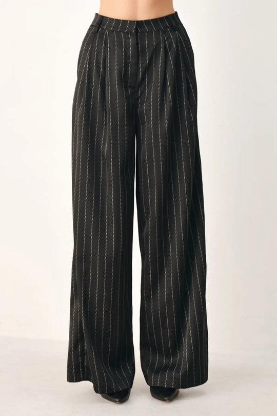 CITY AFTER DARK STRIPED WIDE LEG PANTS