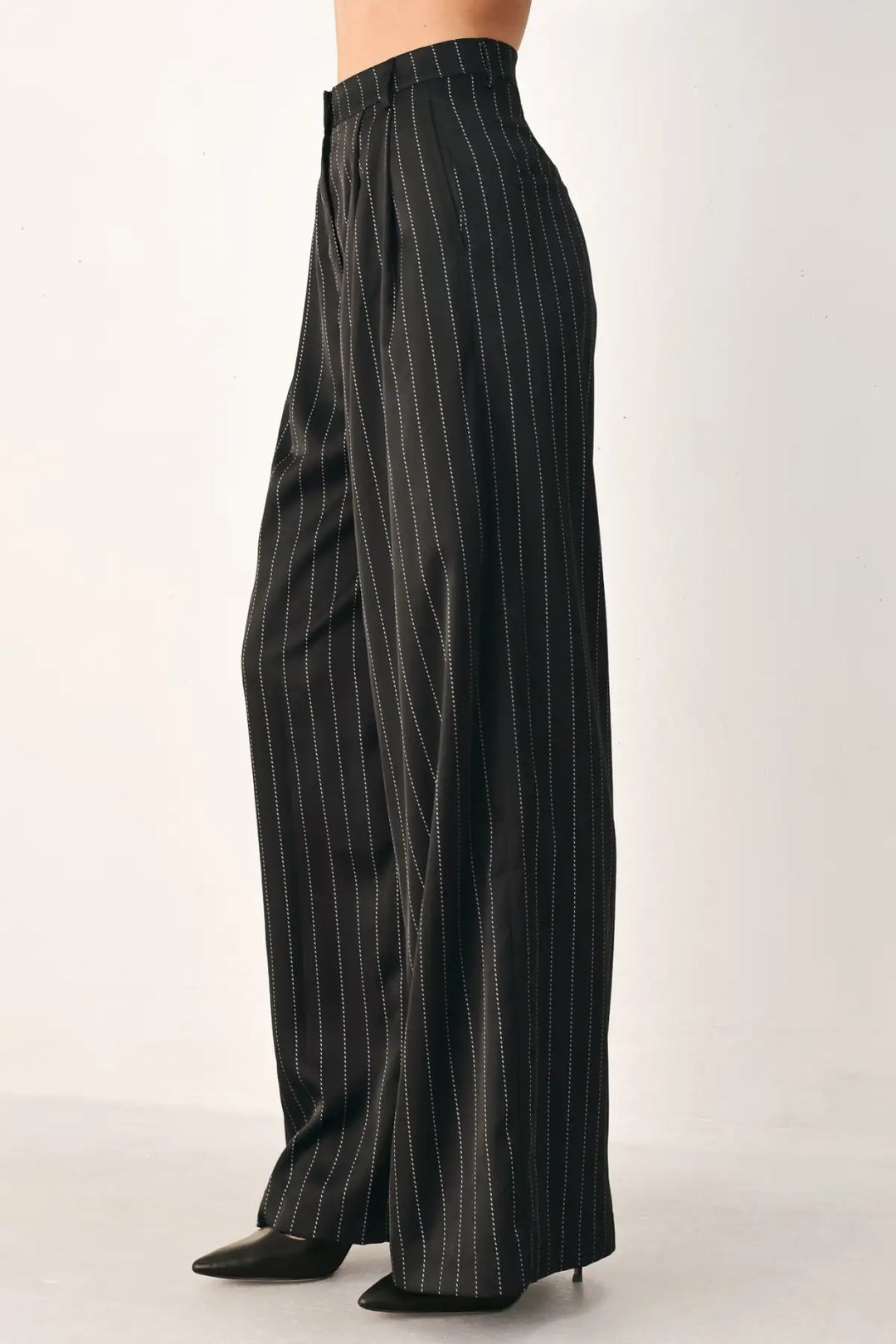 CITY AFTER DARK STRIPED WIDE LEG PANTS