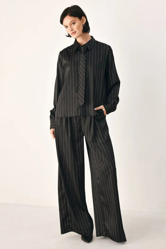 CITY AFTER DARK STRIPED WIDE LEG PANTS
