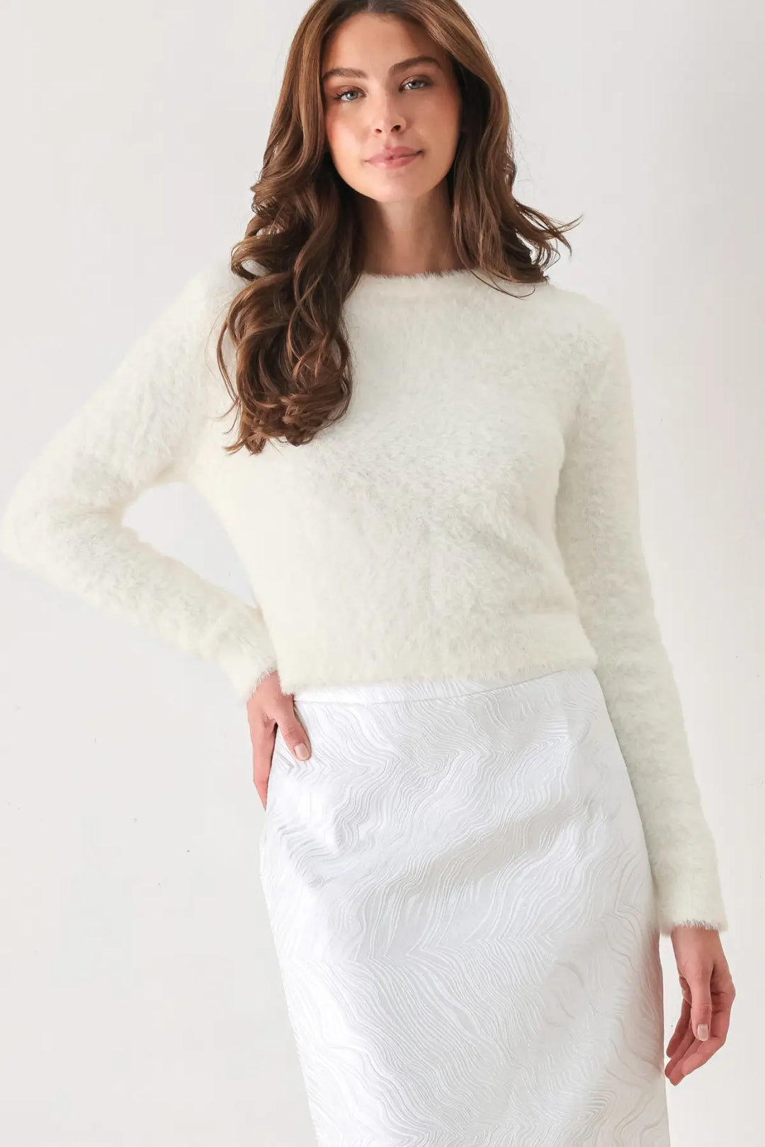 COLOR POP FUZZY SWEATER TOP