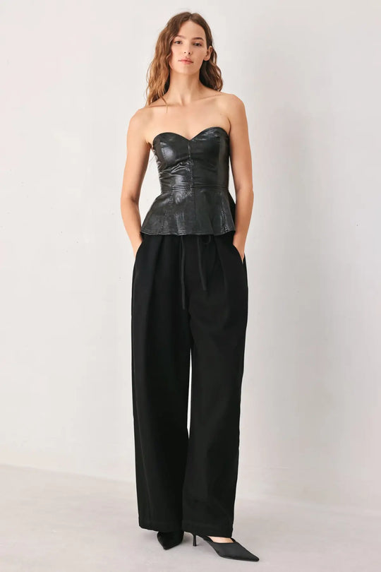 FORBIDDEN LOVE SWEETHEART FAUX LEATHER TOP - TOPS