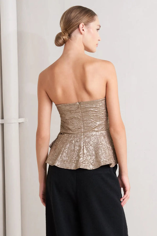 LIQUID GOLD WOVEN TOP - TOPS