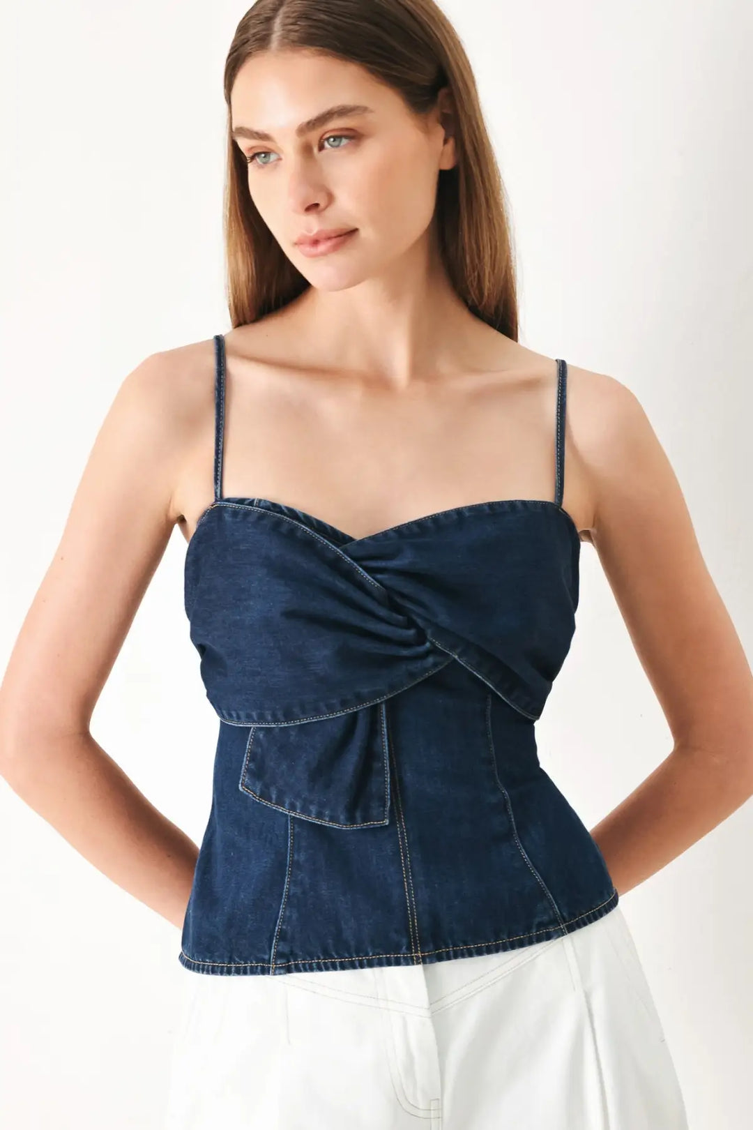 SWEET KISS DENIM TOP - TOPS