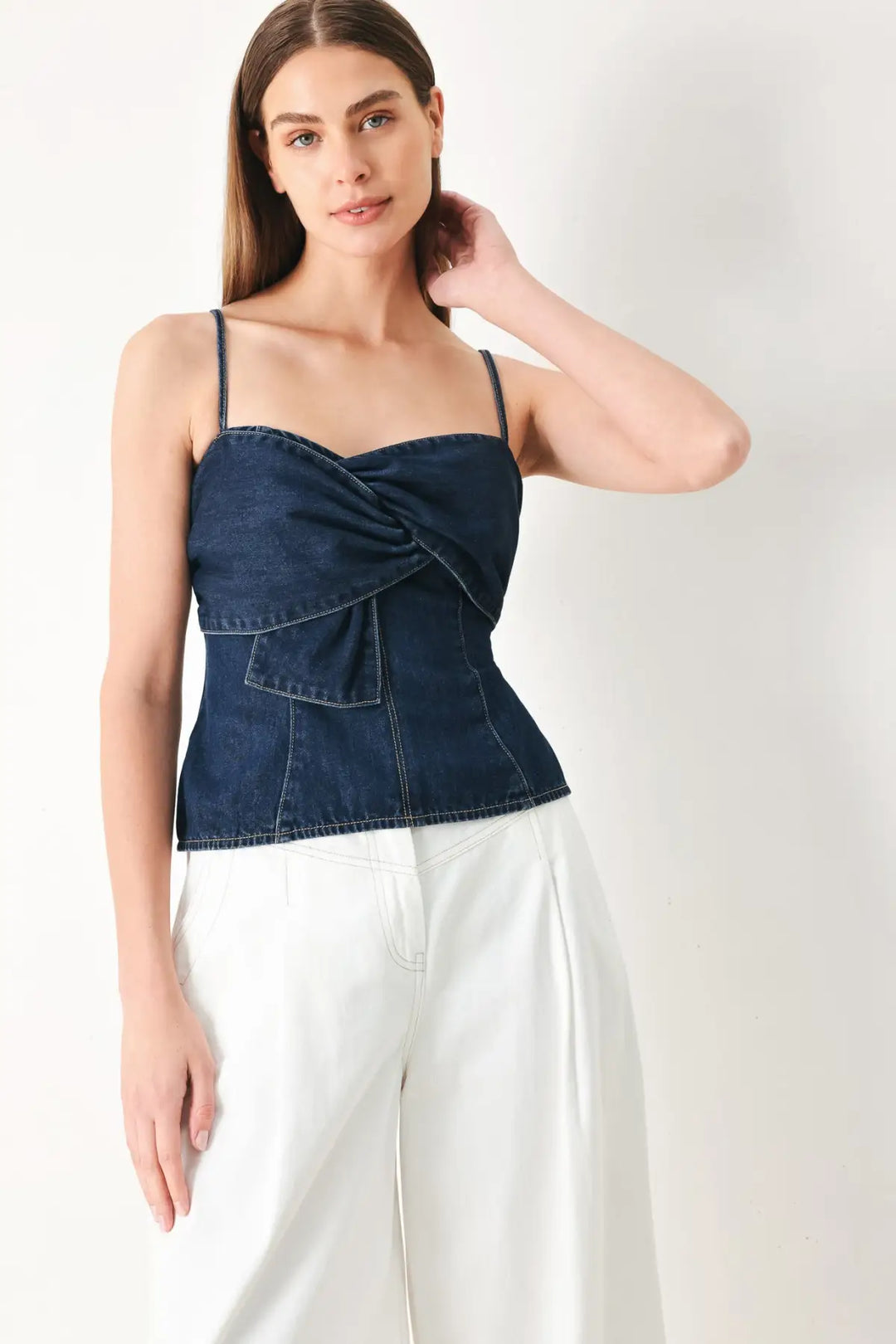 SWEET KISS DENIM TOP - TOPS