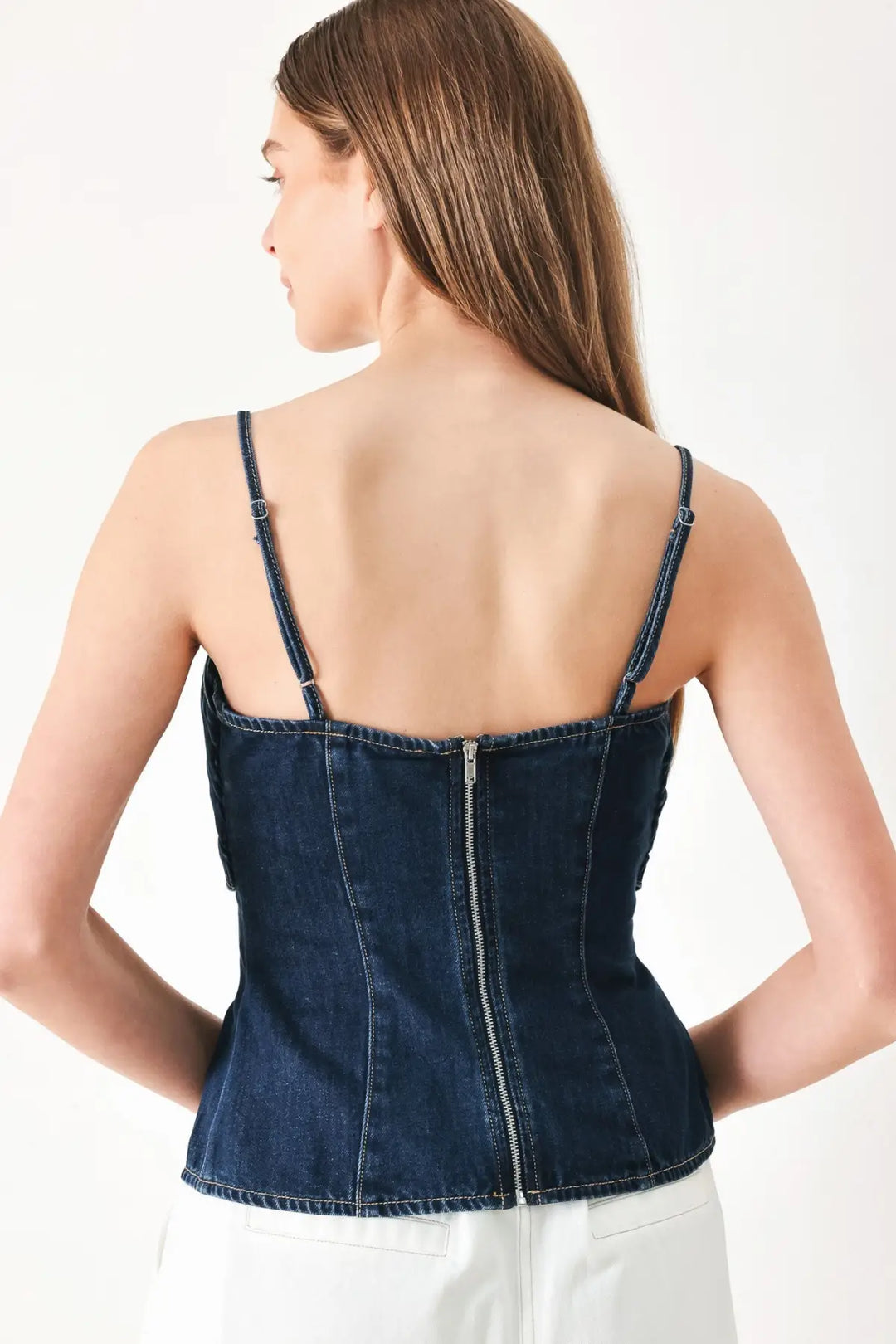 SWEET KISS DENIM TOP - TOPS