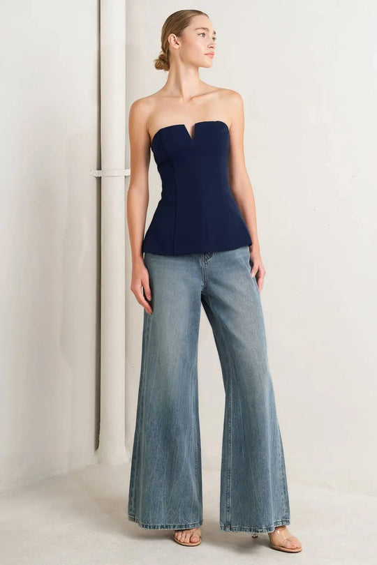 NOIR CONTOUR WOVEN TOP - TOPS