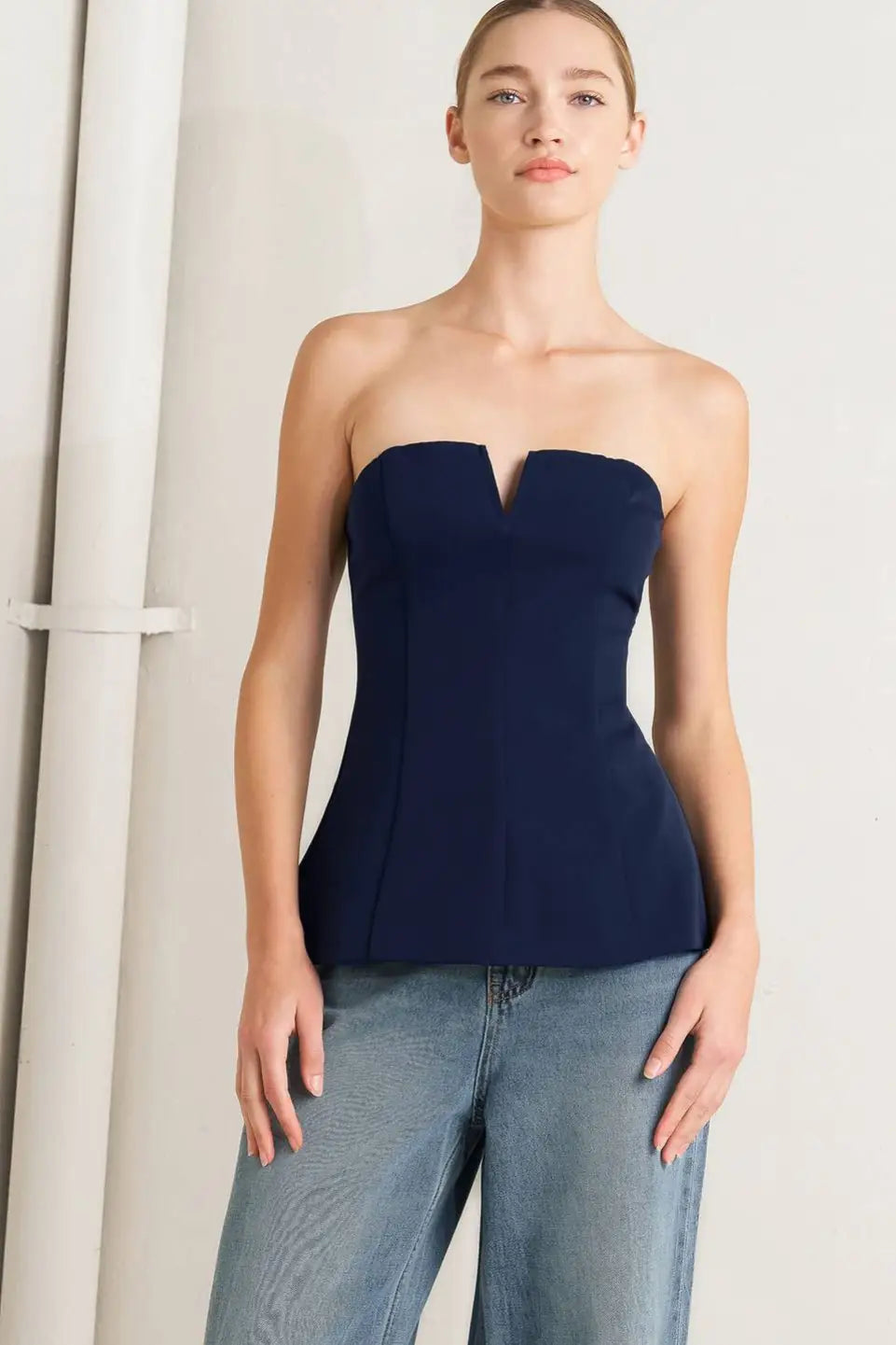 NOIR CONTOUR WOVEN TOP - TOPS