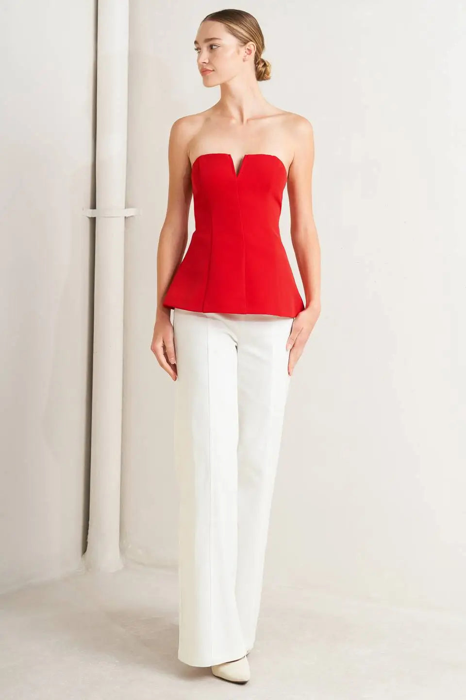 NOIR CONTOUR WOVEN TOP - TOPS