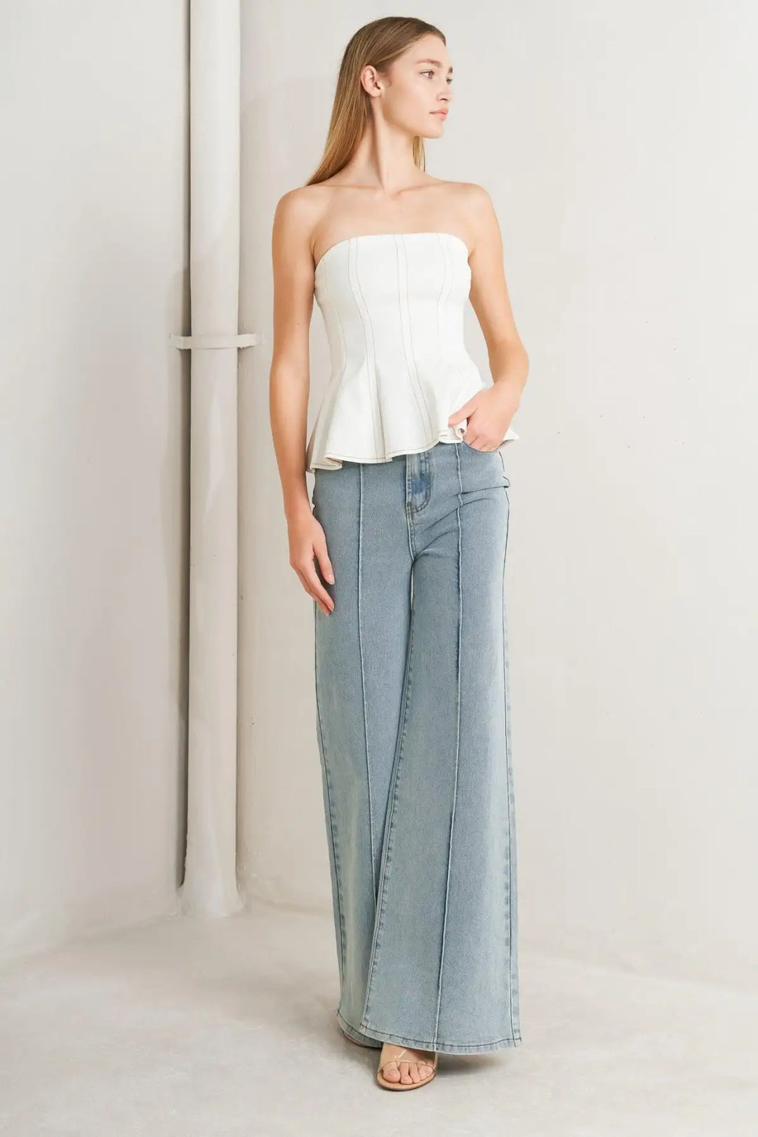 SUBTLE DRAMA WOVEN TOP - TOPS